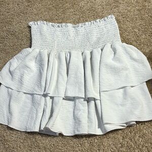 White High Waist Ruffle Hem Skirt